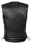 LV4500 Ladies Leather Vest with Side Laces and Reflective Piping Back View