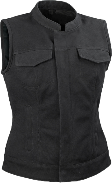 LV8508 Ladies Leather Zipper Vest with Short Collar and Zipper Pockets Large View