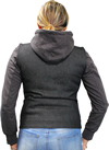 LVDM517 Ladies Denim Club Vest with Zipper and Removable Hoodie Back View