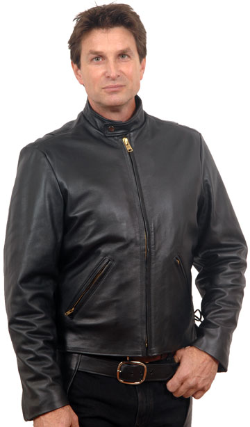 101X Mens Scooter Motorcycle Leather Jacket with Kosack Sport Collar Made in the USA Larger View
