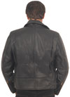 102X Mens Classic Motorcycle Leather Jacket with Crossover Collar Made in the USA Back View