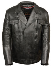 C1720T Mens Tall Size Motorcycle Utility Pockets Leather Jacket