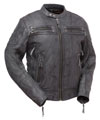 C1550 Distressed Brown Biker Leather Jacket with Triple Stitch Detailing Back View