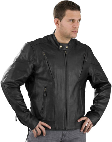C5410 Mens Vented Scooter Leather Motorcycle Jacket with Vents