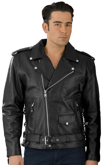 C5411 Classic Leather Biker Jacket with Half Belt Sale - San Diego ...