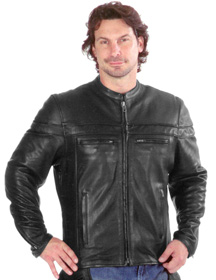 C6037 Mens Premium Leather Motorcycle Jacket with Vents