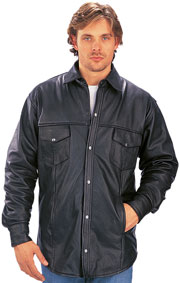 C858 Long Sleeve Leather Shirt