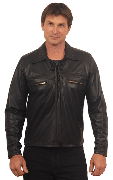 C868 Perforated Leather Baseball Shirt with Snaps
