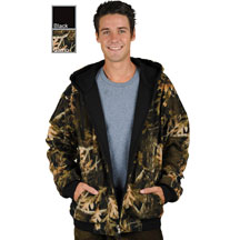 M1077 Reversible Poly Fleece Black and Camouflage Hoodie Click for Large View