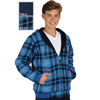 M1077 Reversible Poly Fleece Navy Blue and Blue Flannel Hoodie click for Flannel View