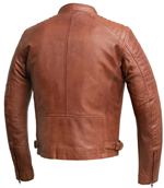 B2811 Light Brown Mens Lambskin Leather Sport Waist Jacket Back View