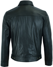 C222AH Mens Lighweight Leather Waist Jacket with Shirt Collar Back View