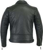 C211AH Men’s Cowhide Basic Biker Jacket with Side Adjuster Belts Click for Back View