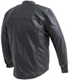C404 Mens Leather Shirt with Mandarin Collar and Hidden Zipper Back View