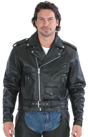 C101G Men’s Light Goatskin Basic Biker Jacket with Adjustable Side Lacing