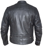 C6903 Mens Premium Leather Motorcycle Jacket with Armor Inserts Back View