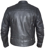 C6903 Mens Premium Leather Motorcycle Jacket with Armor Inserts Back View
