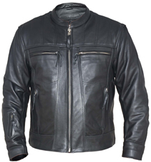 C6903 Mens Premium Leather Motorcycle Jacket with Armor Inserts