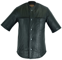 B276 Distress Lambskin Motorcycle Shirt with Vents and Removable Hood