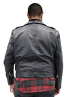 Deadman Mens Motorcycle Leather Jacket with Full Belt USA Made Back View