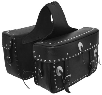 Saddle5 Leather Motorcycle Saddle Bags with Studs and Conchos