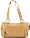 Click Here for the Purse - 9023 Leather Top Zipprer Double Strap Shoulder Bag Tan Front View