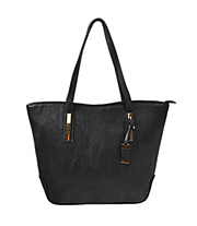 A175 Faux Leather Tote Bag with Top Zipper & Rose Gold Hardware