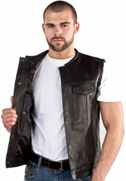 V8007 Mens Club Vest with Piping on Collar and hidden snaps