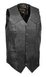 V1310T Mens Basic Tall Sizes Leather Vest with Plain Sides