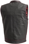 V694 Leather Club Vest with Red Stitching and Paisley Liner Back View