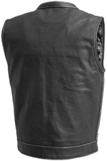 V694 Leather Club Vest with Red Stitching and Paisley Liner Back View
