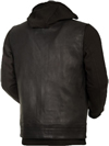 V697 Men’s Leather Club Vest with Removable Hoodie, Hidden Snaps and Zipper Cover wih Outer Gun Pocket Access Back View